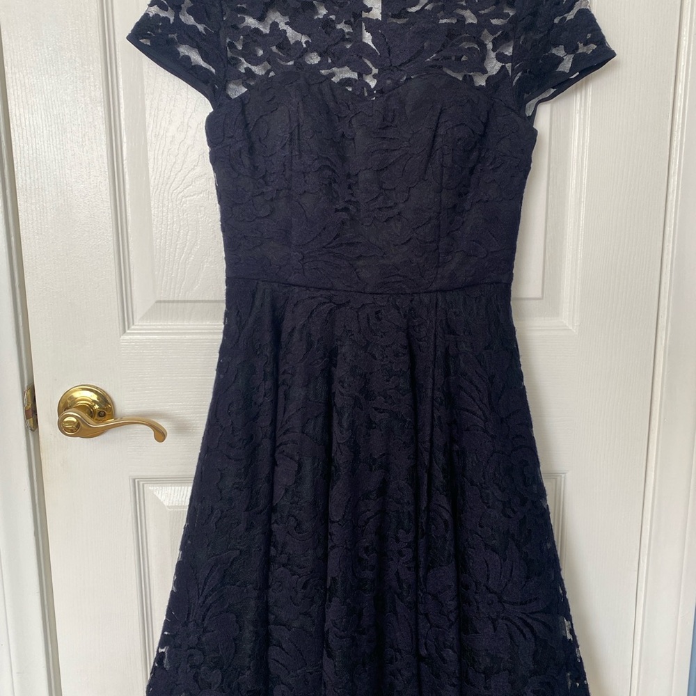 Ted Baker Midnight Blue Lace Midi Dress Size 1 (Size 4 US)